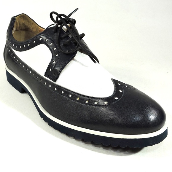 PAKERSON ?? MEN\'S BLUE & WHITE LEATHER FASHION OXFORD SHOES